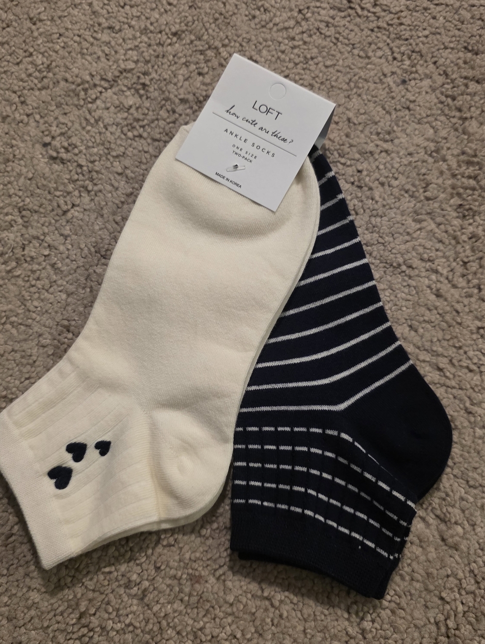 3for24 Loft Ankle socks White Heart And Black And White Stripes